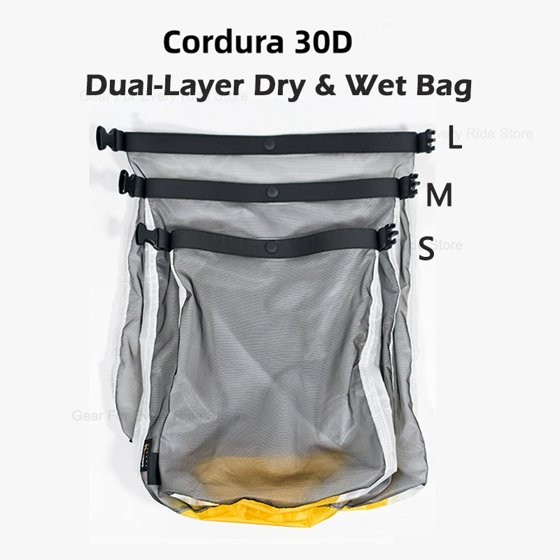 Dry Bag Roll Top - กระเป๋าคอมเพรสชั่นกันน้ำ Cordura 30D แบบสองชั้น แยกส่วนเปียกและแห้ง พร้อมระบบปิดแบบม้วน