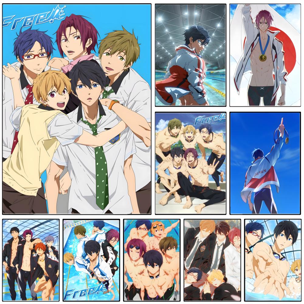 Aqua Sports Club - กีฬาอะนิเมะ F-Free Iwatobi Swim C-Club โปสเตอร์ศิลปะติดด้วยตนเองกระดาษกันน้ำสติกเกอร์คอฟฟี่เฮ้าส์