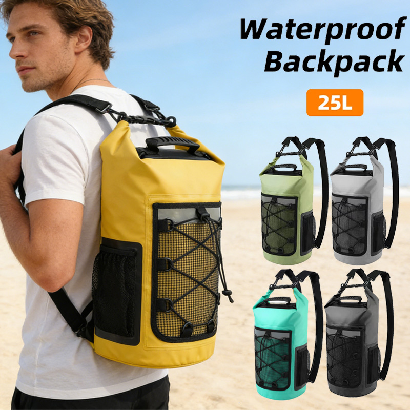 Dry Bag Roll Top - 25L กระเป๋าเป้สะพายหลังกันน้ำว่ายน้ำชายหาดกระเป๋าแห้งกีฬาทางน้ำกลางแจ้งล่องแก่งพายเรือกระเป๋าโรลท็อปพายเรือคายัคกระเป๋าถือกระเป๋าตั้งแคมป์