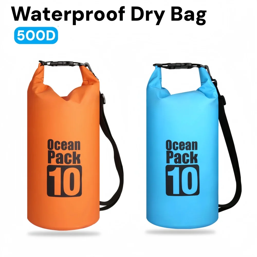 Dry Bag Roll Top - กระเป๋าแห้งกันน้ำ 500D แบบลอยน้ำได้, กระเป๋าแบบม้วนปิดปากสำหรับตั้งแคมป์ เดินป่า ท่องเที่ยวกลางแจ้ง,