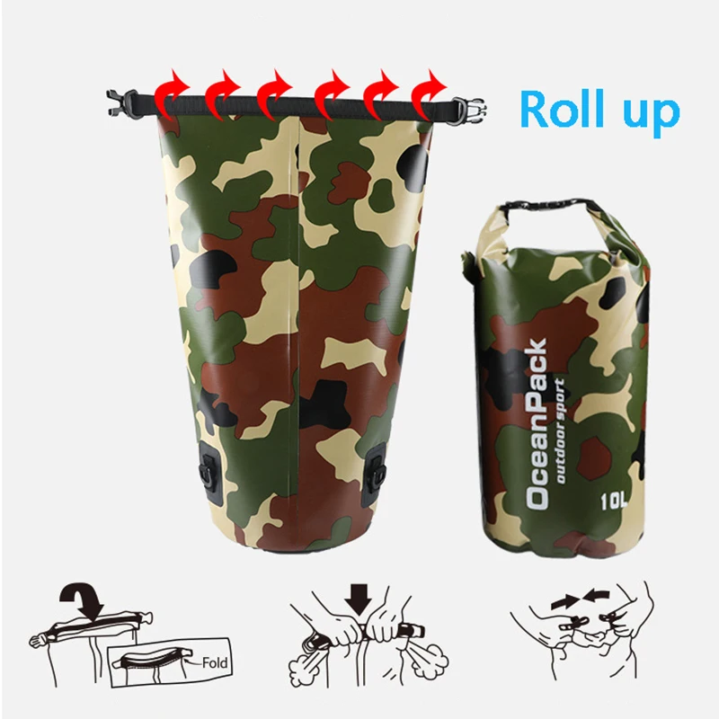 กระเป๋าแห้งกันน้ำลายพรางแบบม้ว - Dry Bag Roll Top บทวิจารณ์และราคา