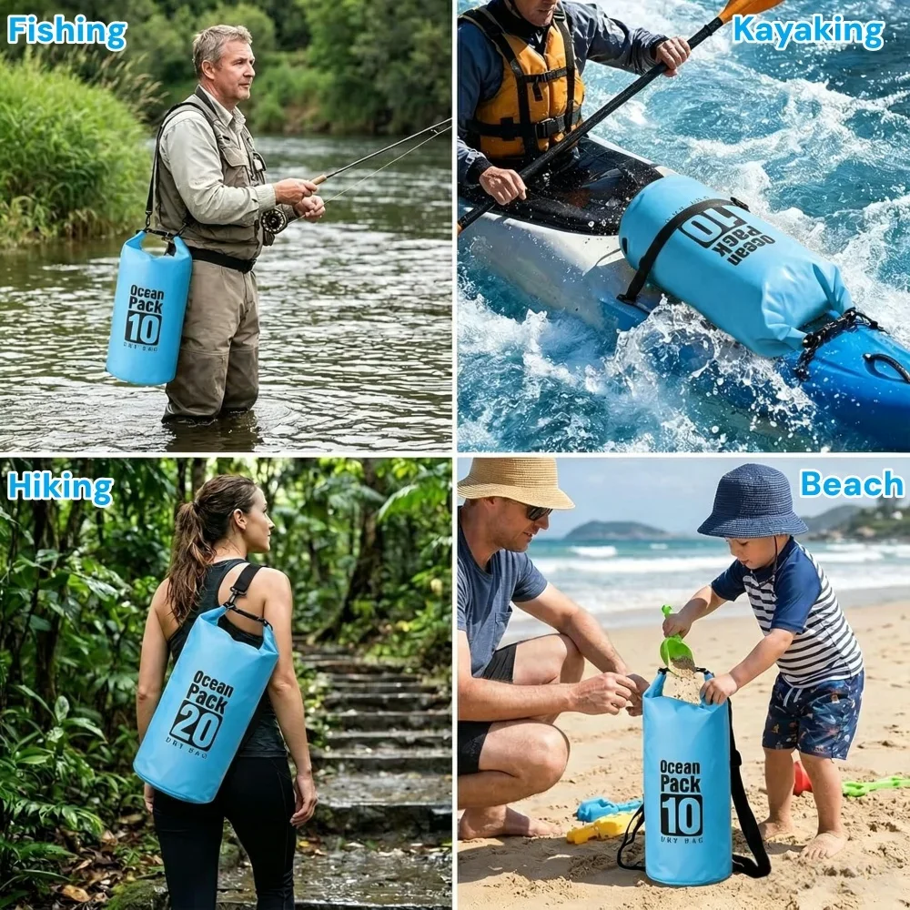 กระเป๋าแห้งกันน้ำ 500D แบบลอยน - Dry Bag Roll Top บทวิจารณ์และราคา